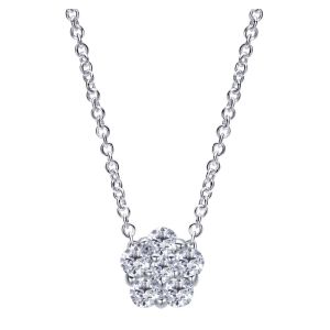 Gabriel Fashion 14 Karat Clustered Diamonds Necklace NK4582W44JJ