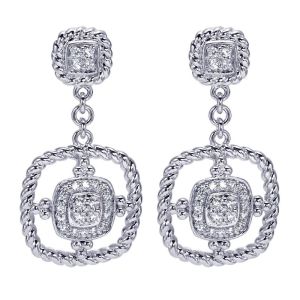 Gabriel Fashion 14 Karat Hampton Diamond Drop Earrings EG11437W45JJ