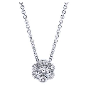 Gabriel Fashion 14 Karat Clustered Diamonds Necklace NK3035W44JJ