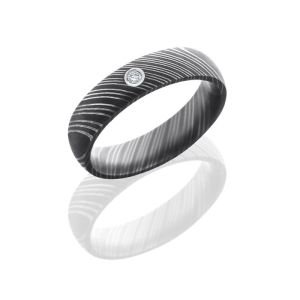 Lashbrook D5DDIA.03B Acid Damascus Steel Wedding Ring or Band