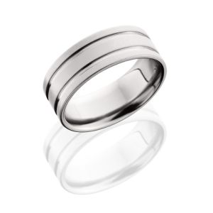 Lashbrook CB-8F2G POLISH GROOVES-CROSS BRUSH Cobalt Chrome Wedding Ring or Band