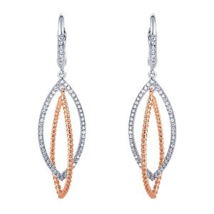 Gabriel Fashion 14 Karat Two-Tone Hampton Diamond Drop Earrings EG11376T45JJ