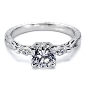 Tacori Platinum Hand Engraved Engagement Ring HT2198