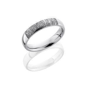Lashbrook CC4D/LCVFINGERPRINT2 POLISH Cobalt Chrome Wedding Ring or Band