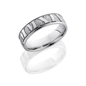 Lashbrook CC6D/LCVROMMANNUMERAL2 SANDBLAST-POLISH Cobalt Chrome Wedding Ring or Band