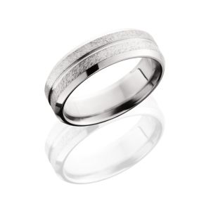 Lashbrook CC7B11(NS) DOUBLE ANGLE STONE-POLISH Cobalt Chrome Wedding Ring or Band