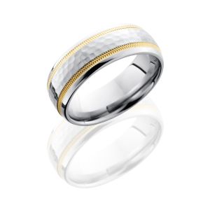 Lashbrook CC7D21W-14KYMIL Hammer-Polish Cobalt Chrome Wedding Ring or Band
