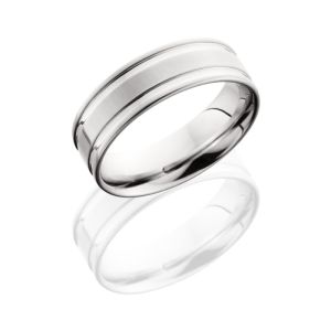 Lashbrook CC7FR21 POLISH GROOVES-CROSS BRUSH Cobalt Chrome Wedding Ring or Band