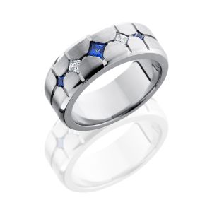 Lashbrook CC8B3XSAPPHIRE2XDIA SATIN-POLISH Cobalt Chrome Wedding Ring or Band
