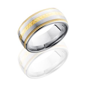 Lashbrook CC9D1221W-14KY14KYUMIL Hammer Inlay-Satin Cobalt Chrome Wedding Ring or Band