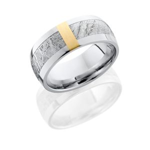 Lashbrook CC9D15/METEORITE/13VERT/14KY SATIN-POLISH Meteorite Wedding Ring or Band