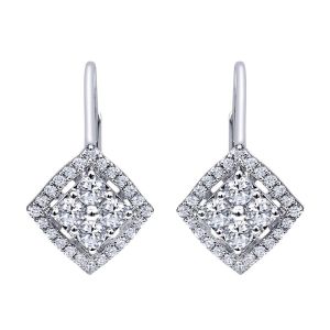 Gabriel Fashion 14 Karat Clustered Diamonds Leverback Earrings EG10885W44JJ