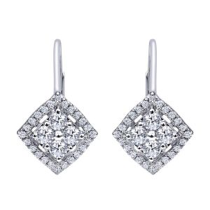 Gabriel Fashion 14 Karat Clustered Diamonds Leverback Earrings EG10885W44JJ