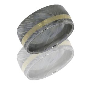 Lashbrook D10D12OC-14KY POLISH Damascus Steel Wedding Ring or Band