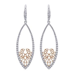 Gabriel Fashion 14 Karat Two-Tone Lace Drop Earrings EG11939T45JJ