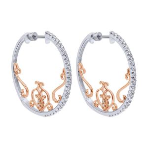 Gabriel Fashion 14 Karat Two-Tone Hoops Fancy Earrings EG12058T45JJ
