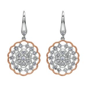 Gabriel Fashion 14 Karat Two-Tone Lace Drop Earrings EG11960T45JJ