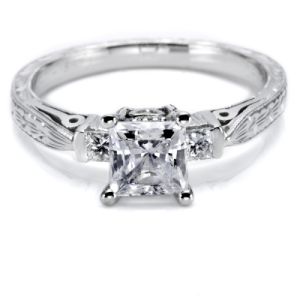 Tacori Hand Engraved 18 Karat Engagement Ring HT2223
