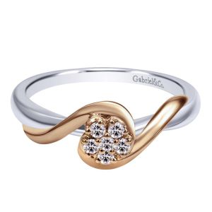 Gabriel 925 Sterling Silver-18K Rose Gold Contemporary Engagement Ring ER10778MK4JJ