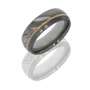 Lashbrook D8D11OC/14KR POLISH Damascus Steel Wedding Ring or Band