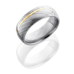 Lashbrook D8D11OC/14KY SATIN-ACID Damascus Steel Wedding Ring or Band