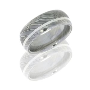 Lashbrook D8D11OC-SS POLISH Damascus Steel Wedding Ring or Band