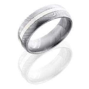 Lashbrook D8D12-14KW Polish Damascus Steel Wedding Ring or Band