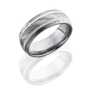 Lashbrook D8D21-SS2MIL Polish Damascus Steel Wedding Ring or Band