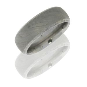 Lashbrook D8DB BEAD-POLISH Damascus Steel Wedding Ring or Band