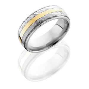 Lashbrook D8DGE12-14KY Polish Damascus Steel Wedding Ring or Band