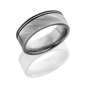 Lashbrook D8F2.5OC POLISH Damascus Steel Wedding Ring or Band
