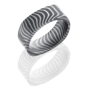 Lashbrook D8FTIGER ACID Damascus Steel Wedding Ring or Band