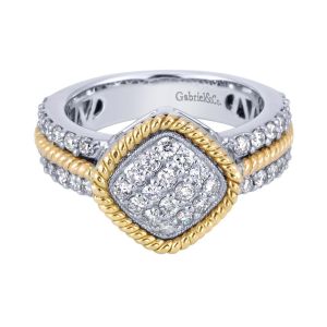 Gabriel Fashion 14 Karat Two-Tone Hampton Diamond Ladies' Ring LR4685M45JJ