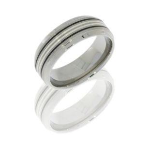 Lashbrook 8B2.5A/SS BLACK-SATIN-POLISH Titanium Wedding Ring or Band