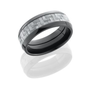Lashbrook ZC8D14/SILVERCF POLISH Carbon Fiber Wedding Ring or Band