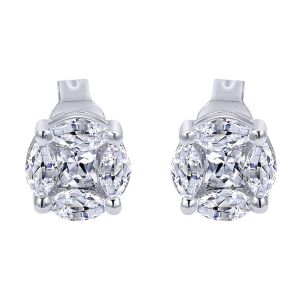 Gabriel Fashion 14 Karat Clustered Diamonds Stud Earrings EG10568W44JJ