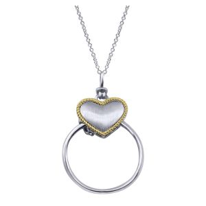 Gabriel Fashion Silver / 18 Karat Two-Tone Treasure Chests Heart Necklace NK2381MYJJJ