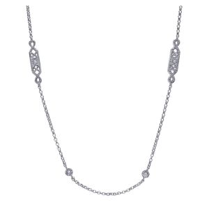 Gabriel Fashion 14 Karat Victorian Diamond By The Yard Necklace NK755-18W45JJ