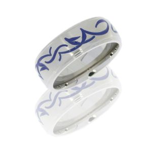 Lashbrook 9DGETRIBA BLUE ANTIQUING-SATIN-POLISH Titanium Wedding Ring or Band