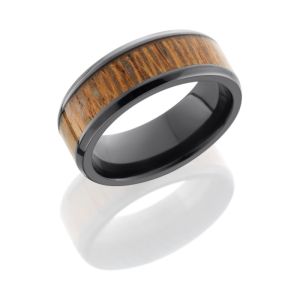 Lashbrook ZHW8B15(NS)/LEOPARD POLISH Hard Wood Wedding Ring or Band