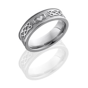 Lashbrook 6FCLADDAGHCeltic Sand-Satin Titanium Wedding Ring or Band