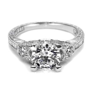Tacori Hand Engraved Platinum Engagement Ring HT2330