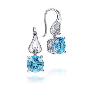 Gabriel Fashion Silver Color Solitaire Drop Earrings EG11751SVJMC