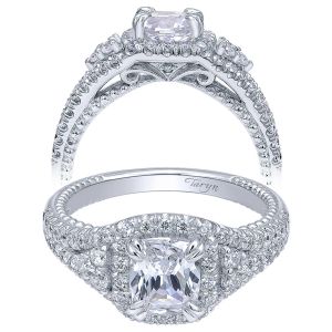 Taryn 14k White Gold Cushion Cut Halo Engagement Ring TE10748W44JJ 