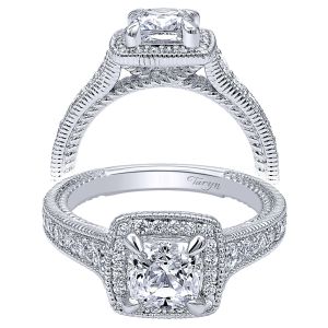 Taryn 14k White Gold Cushion Cut Halo Engagement Ring TE10912W44JJ 