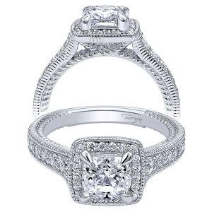 Taryn 14k White Gold Cushion Cut Halo Engagement Ring TE10912W44JJ