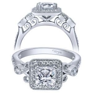 Taryn 14k White Gold Princess Cut Halo Engagement Ring TE10928W44JJ 