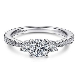Gabriel 14 Karat Round 3 Stone Engagement Ring ER11490W44JJ
