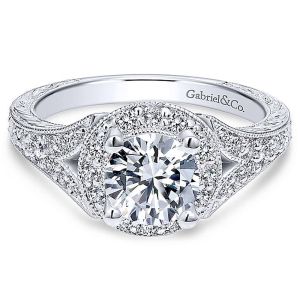 Gabriel 14 Karat Round Halo Engagement Ring ER11599R4W44JJ