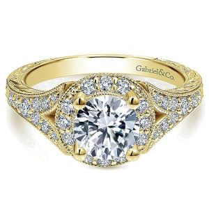 Gabriel 14 Karat Round Halo Engagement Ring ER11599R4Y44JJ